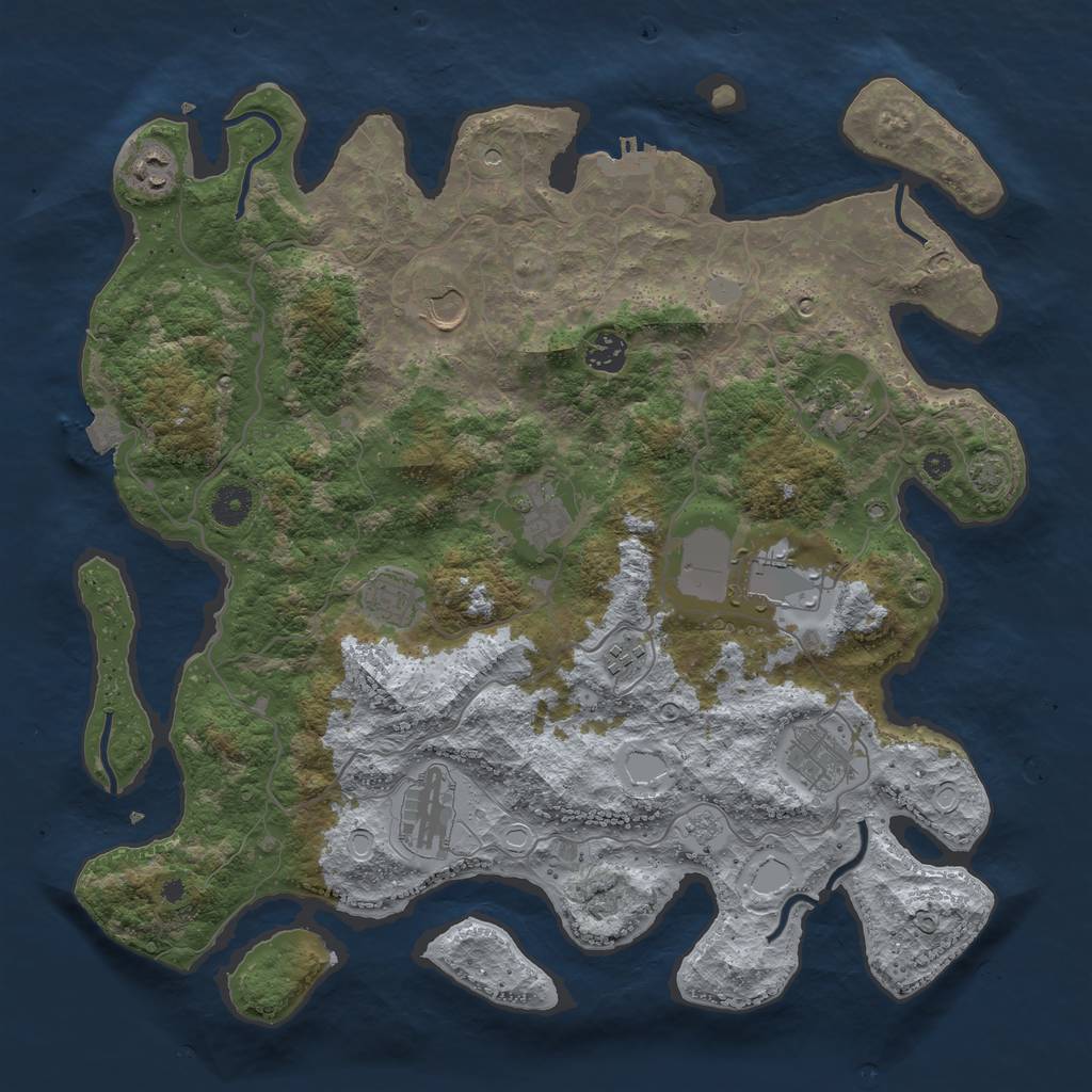 Rust Map: Procedural Map, Size: 4000, Seed: 2110605997, 17 Monuments