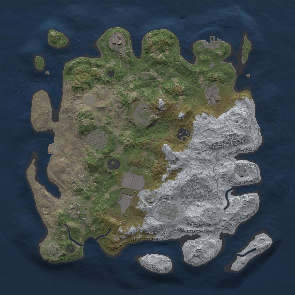 Rust Map: Procedural Map, Size: 3500, Seed: 1749368712, 16 Monuments