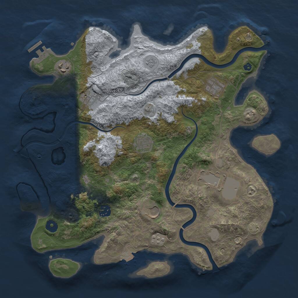 Rust Map: Procedural Map, Size: 3700, Seed: 1461772877, 13 Monuments