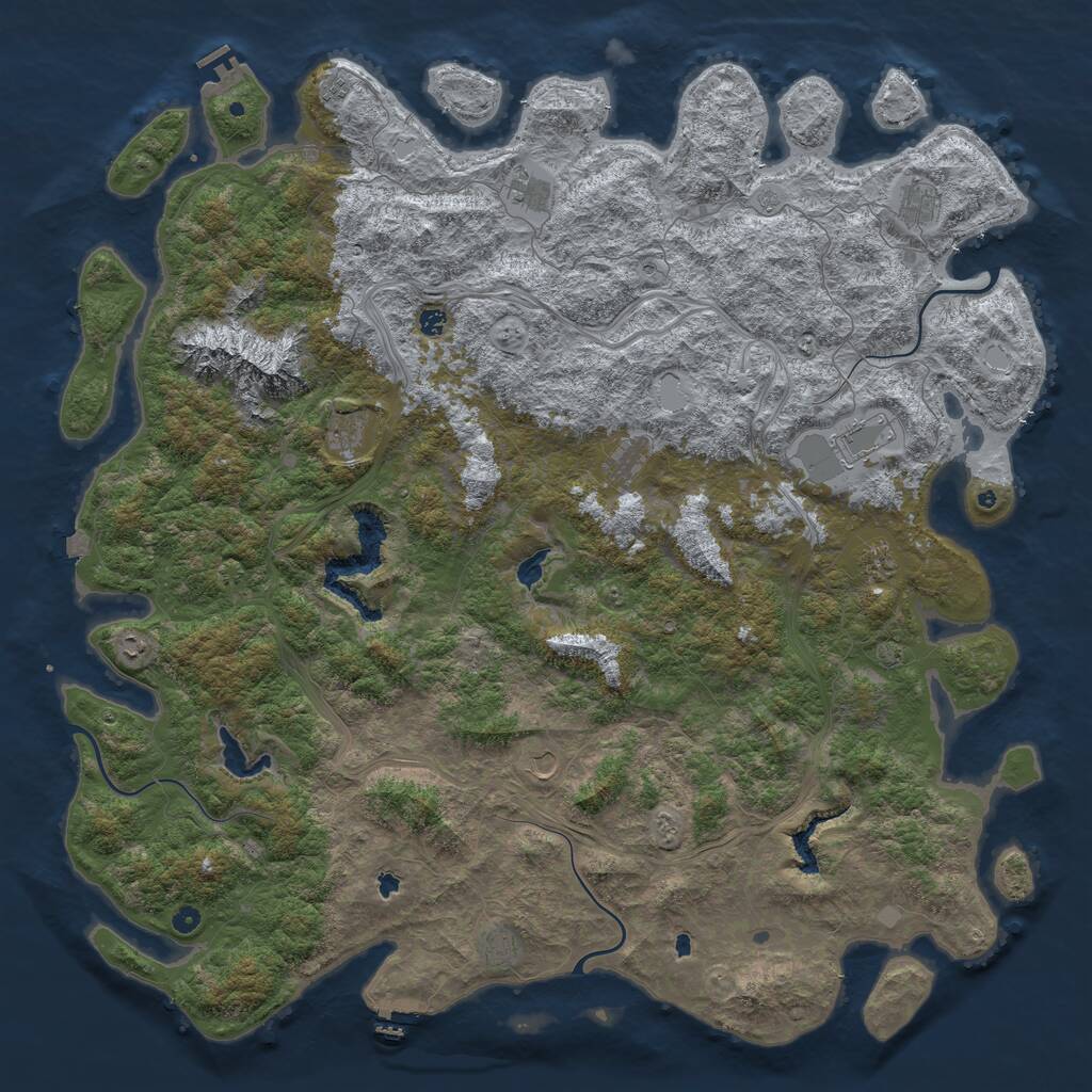 Rust Map: Procedural Map, Size: 6000, Seed: 1418498183, 17 Monuments