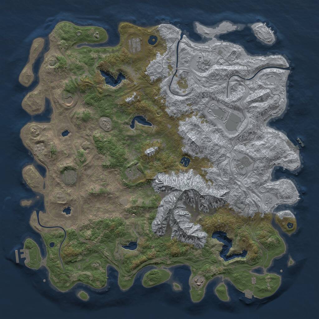 Rust Map: Procedural Map, Size: 5000, Seed: 49565, 16 Monuments