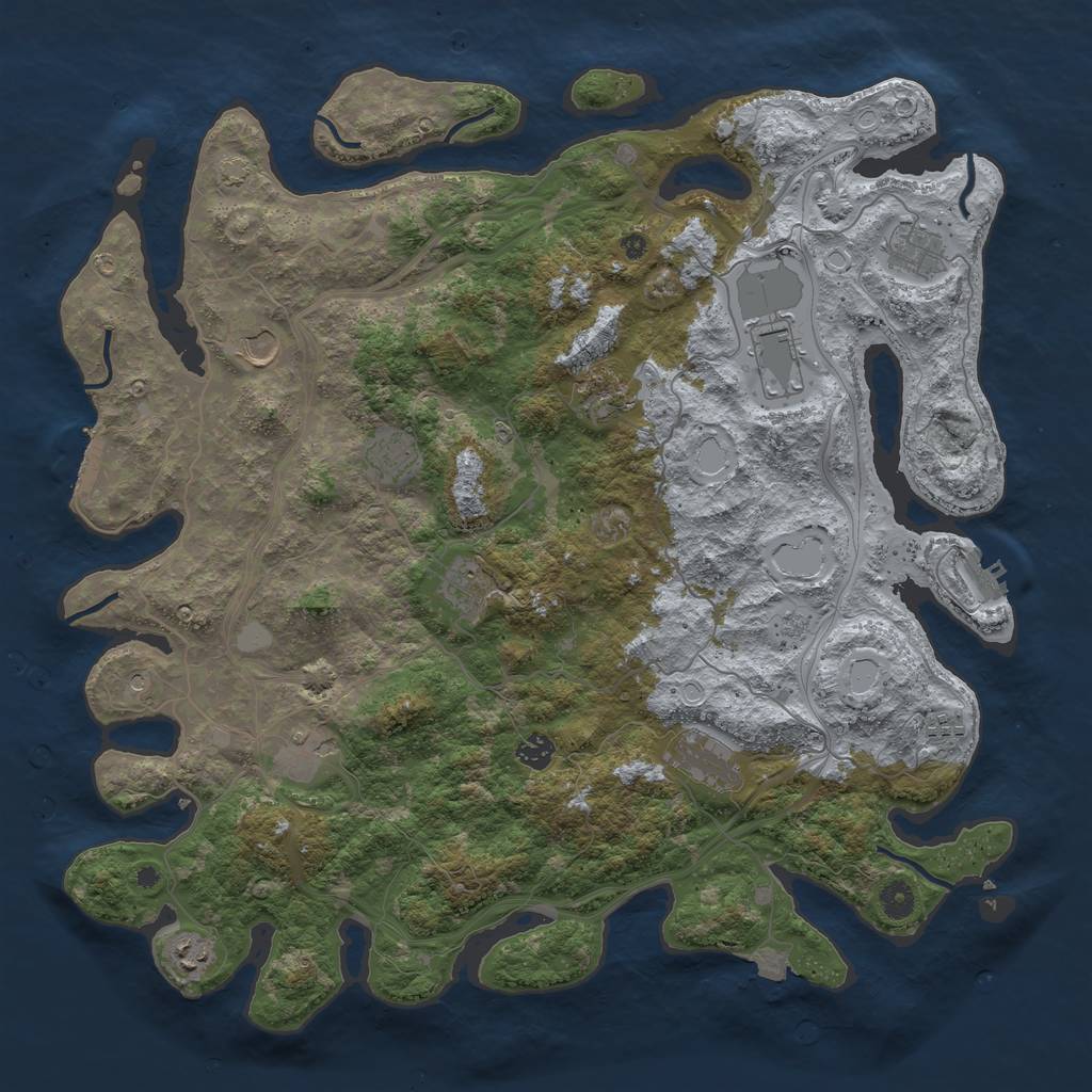 Rust Map: Procedural Map, Size: 4500, Seed: 1214527665, 19 Monuments