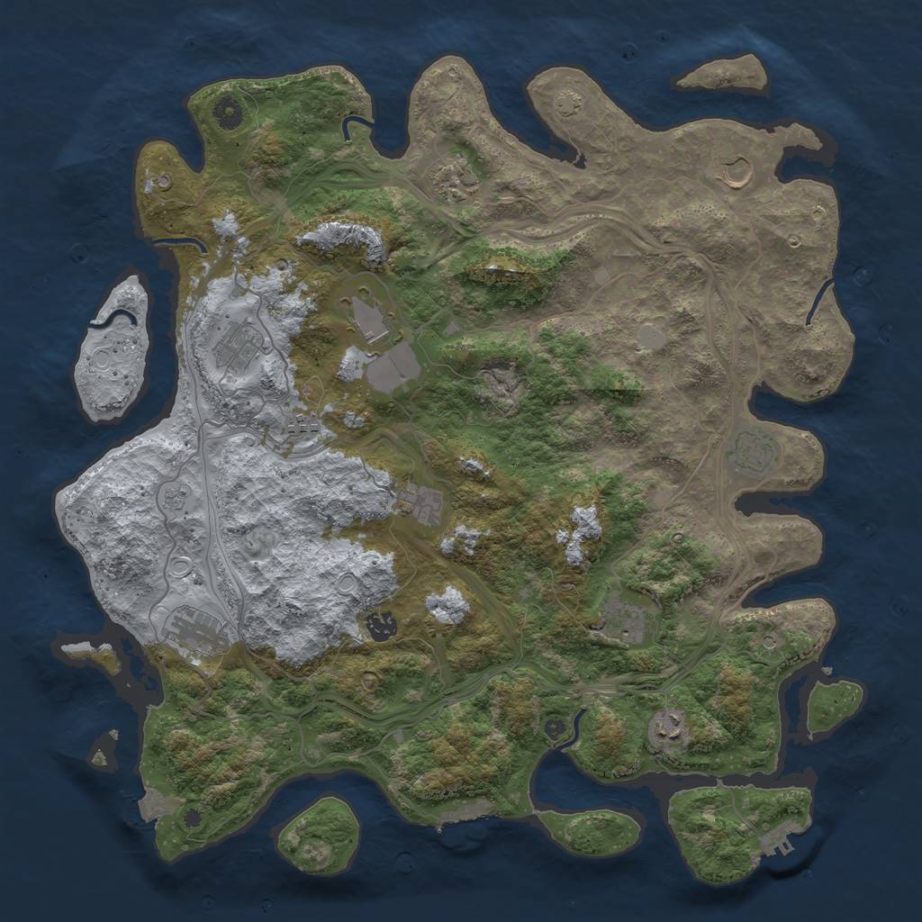 Rust Map: Procedural Map, Size: 4500, Seed: 348186193, 19 Monuments