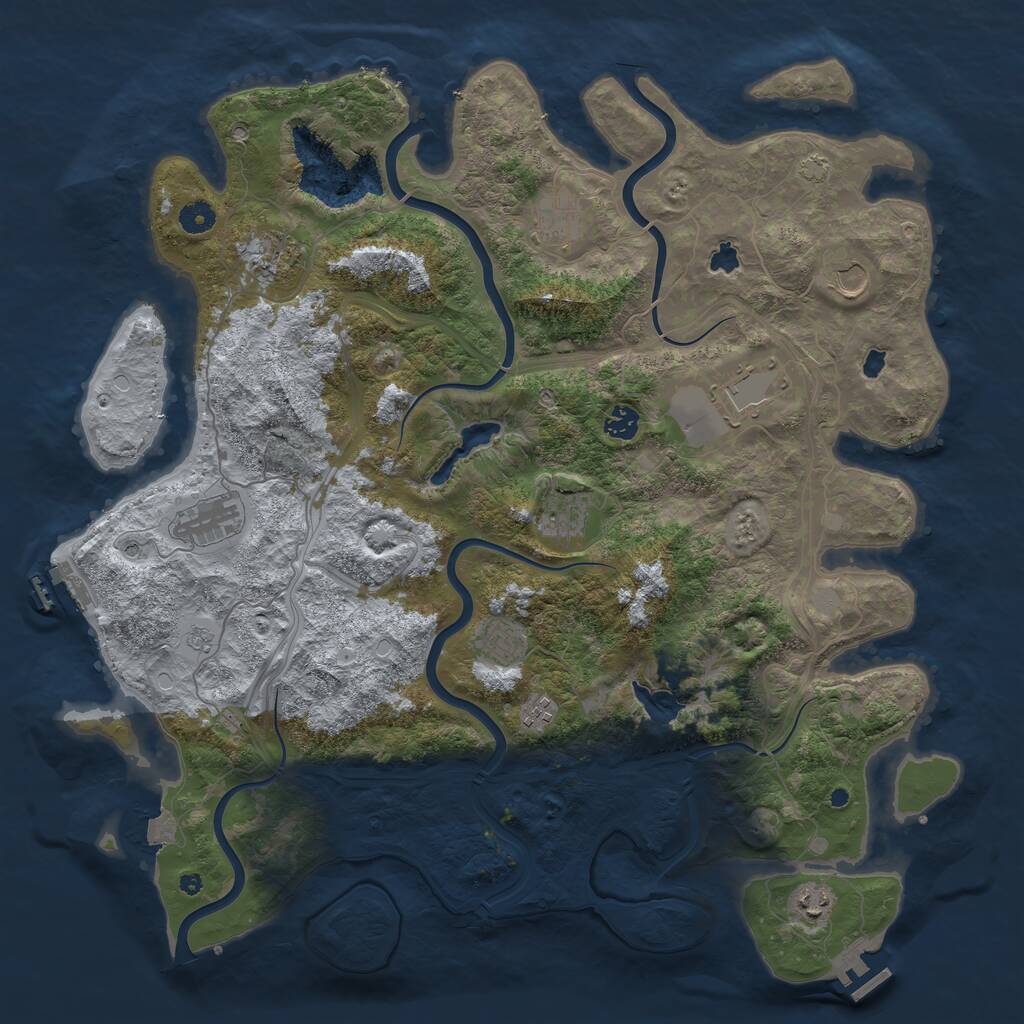 Rust Map: Procedural Map, Size: 4500, Seed: 348186193, 16 Monuments
