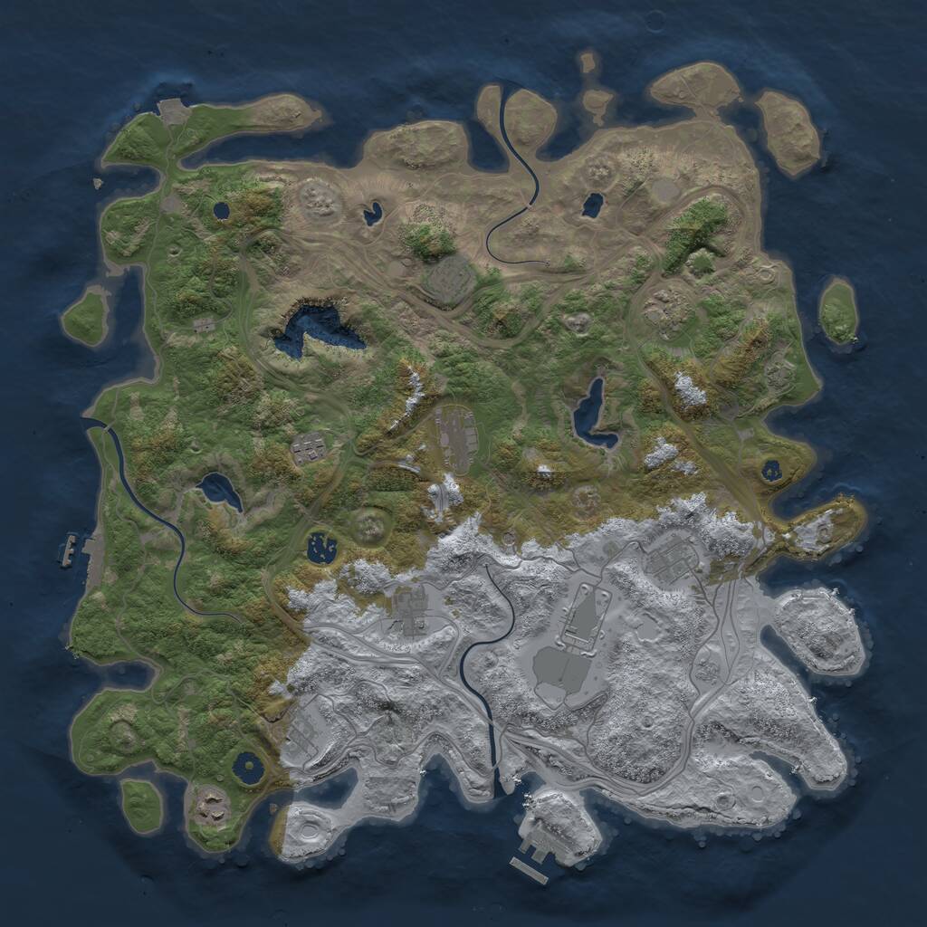 Rust Map: Procedural Map, Size: 4500, Seed: 1217090696, 16 Monuments