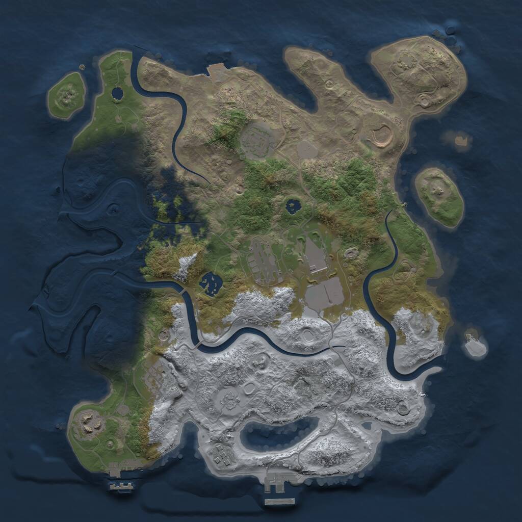 Rust Map: Procedural Map, Size: 3500, Seed: 69509421, 14 Monuments