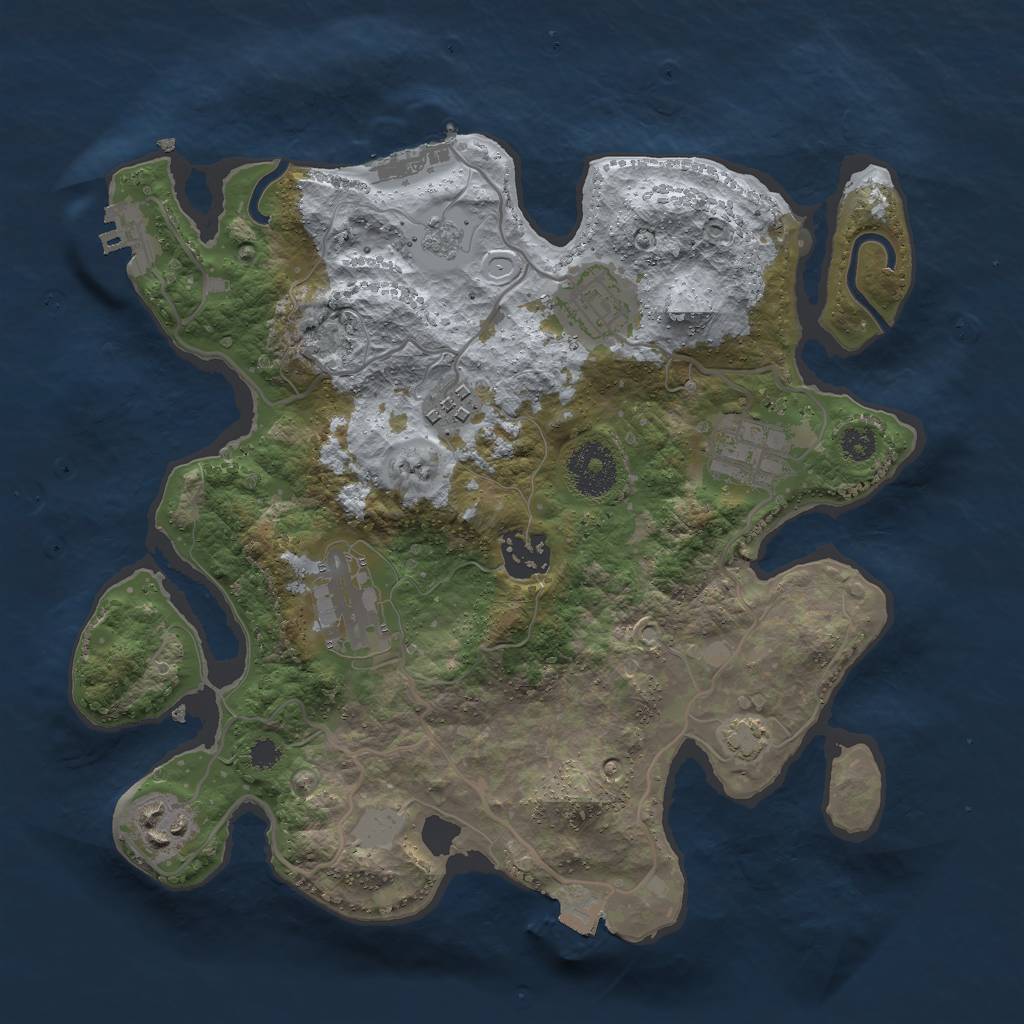 Rust Map: Procedural Map, Size: 3000, Seed: 3941756, 13 Monuments
