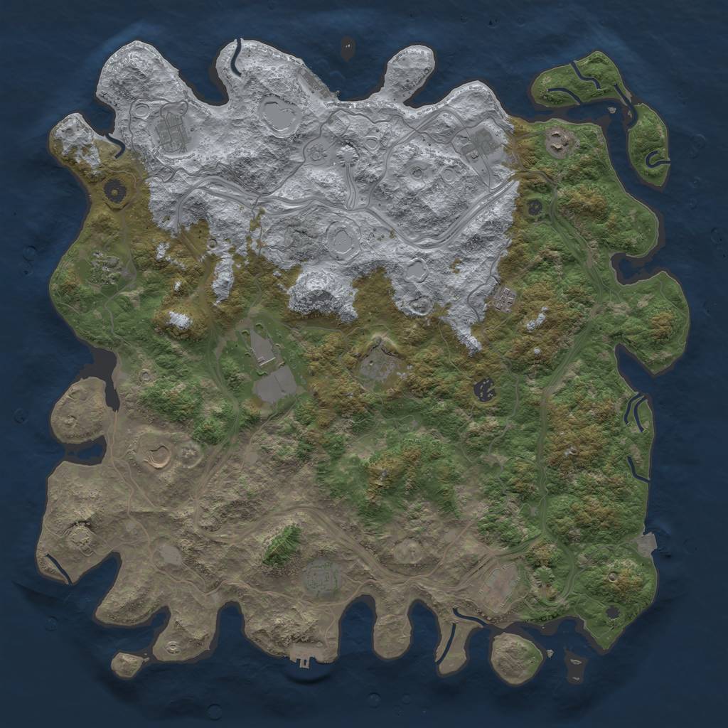 Rust Map: Procedural Map, Size: 4801, Seed: 61007, 19 Monuments