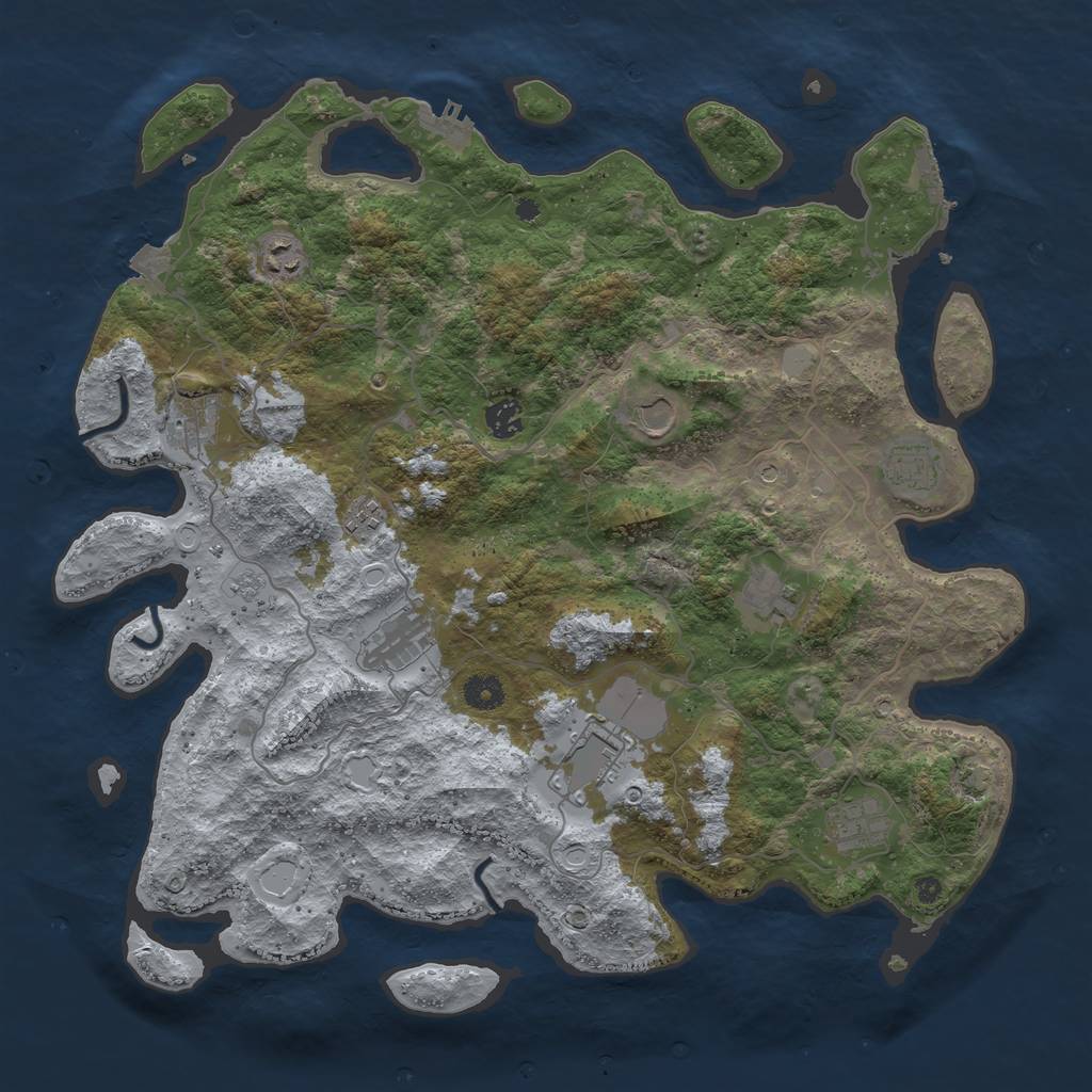 Rust Map: Procedural Map, Size: 4200, Seed: 1075187239, 18 Monuments