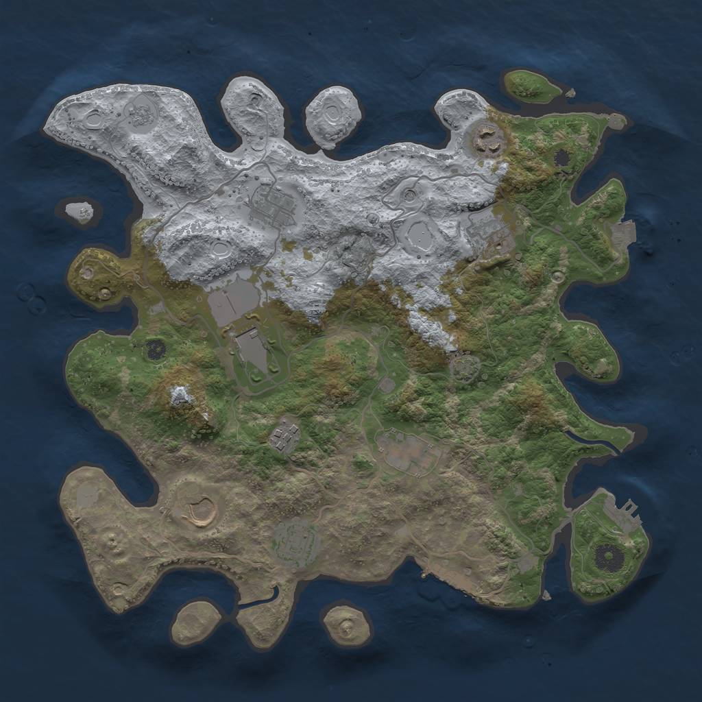 Rust Map: Procedural Map, Size: 3600, Seed: 20901, 16 Monuments