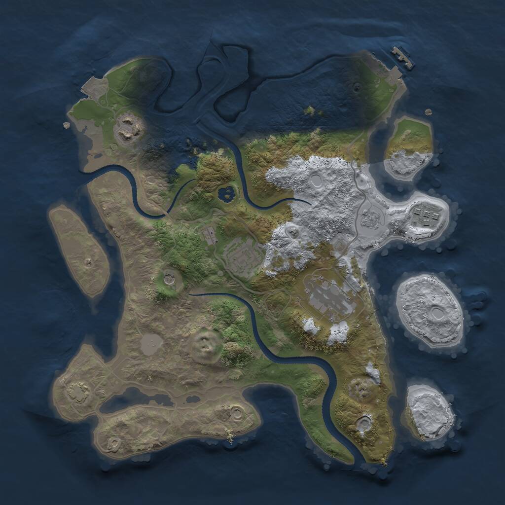 Rust Map: Procedural Map, Size: 3000, Seed: 5442, 9 Monuments
