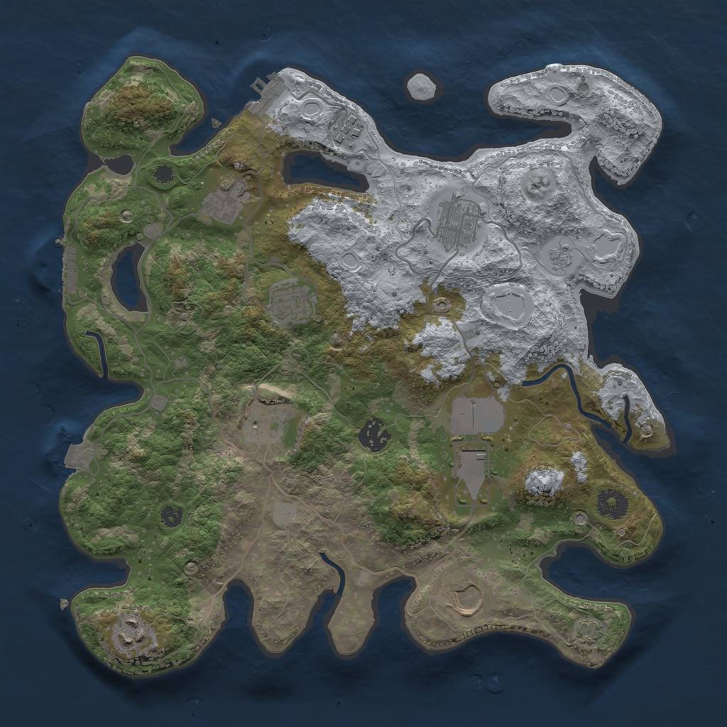 Rust Map: Procedural Map, Size: 3500, Seed: 252551137, 16 Monuments