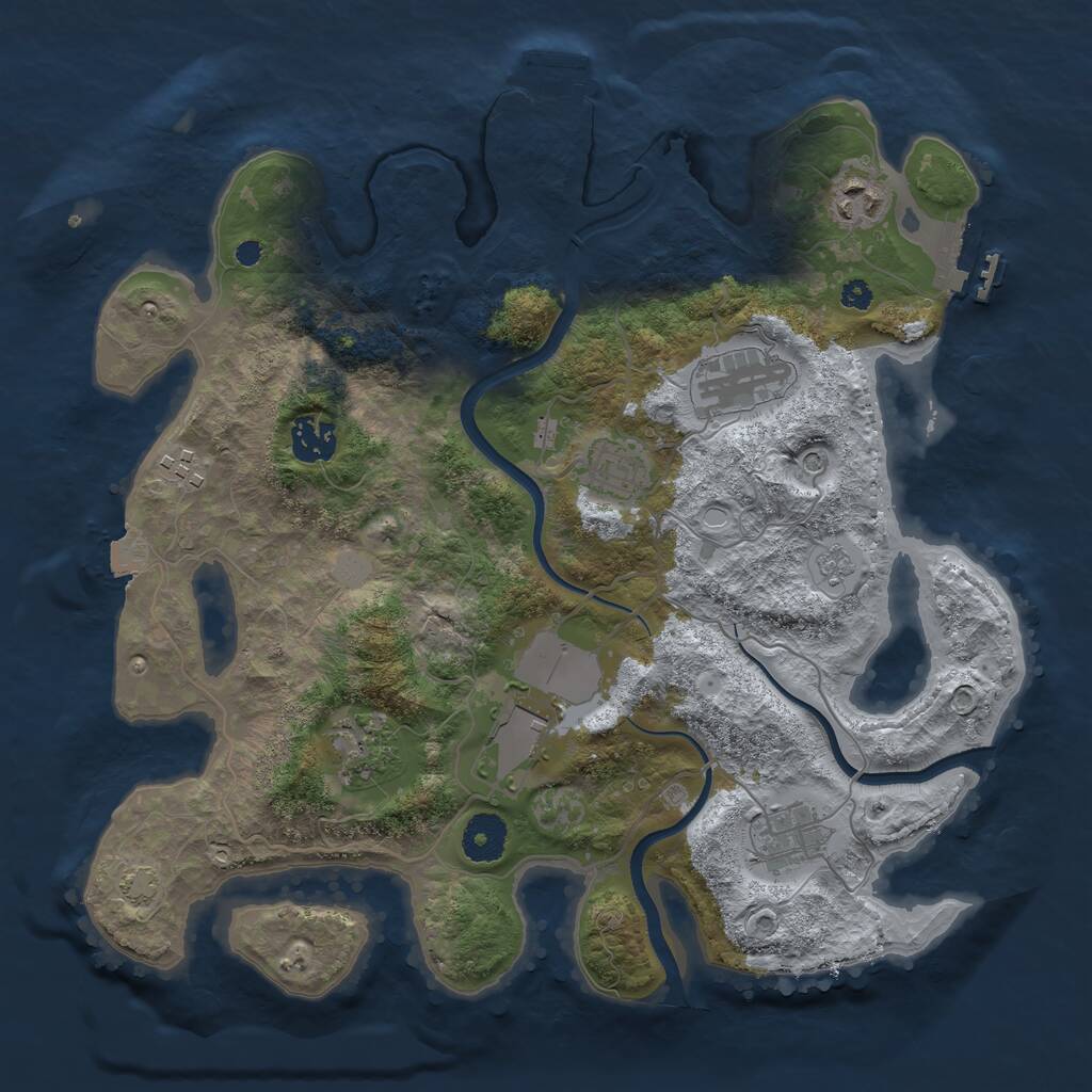Rust Map: Procedural Map, Size: 3500, Seed: 247058493, 14 Monuments