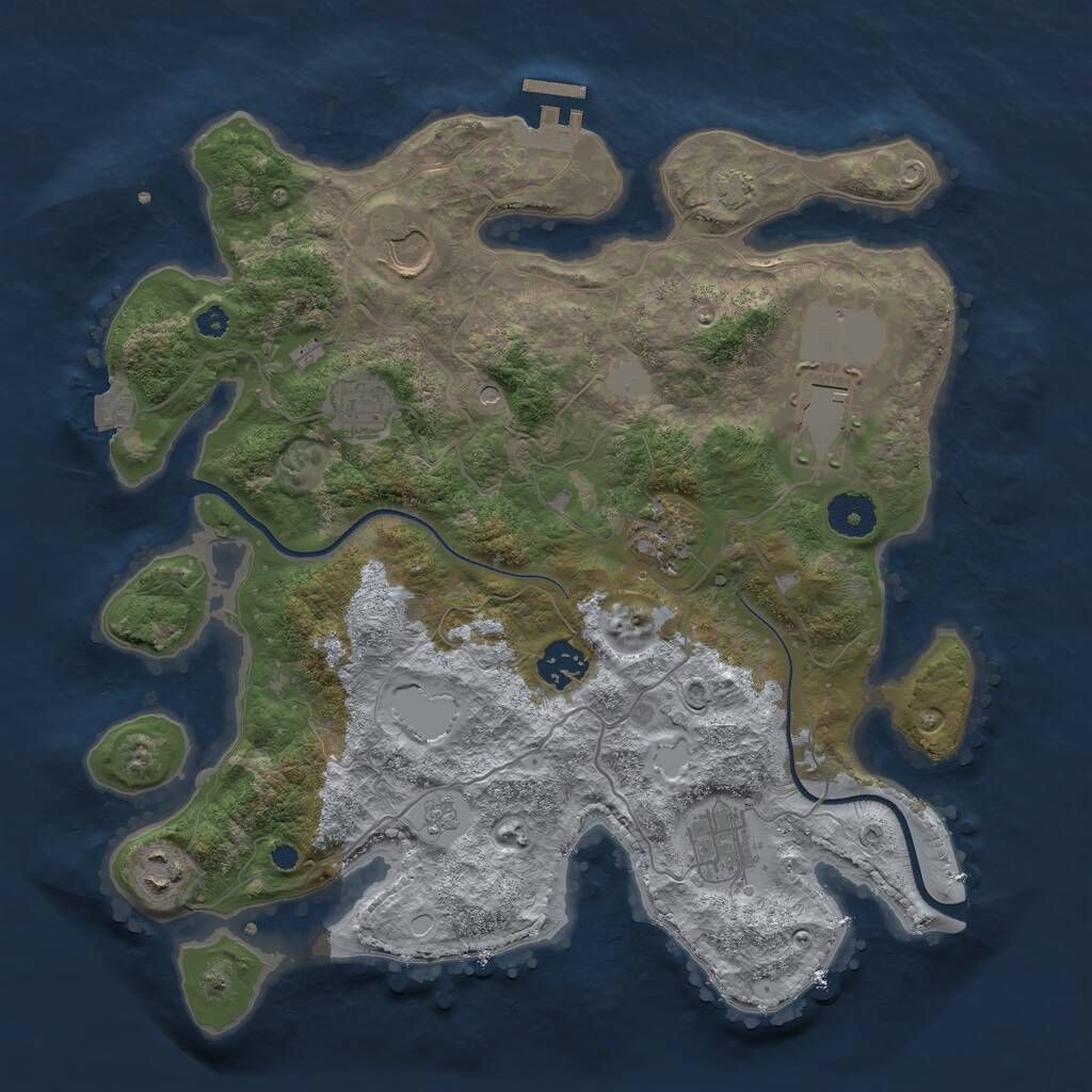 Rust Map: Procedural Map, Size: 3500, Seed: 1691576968, 12 Monuments