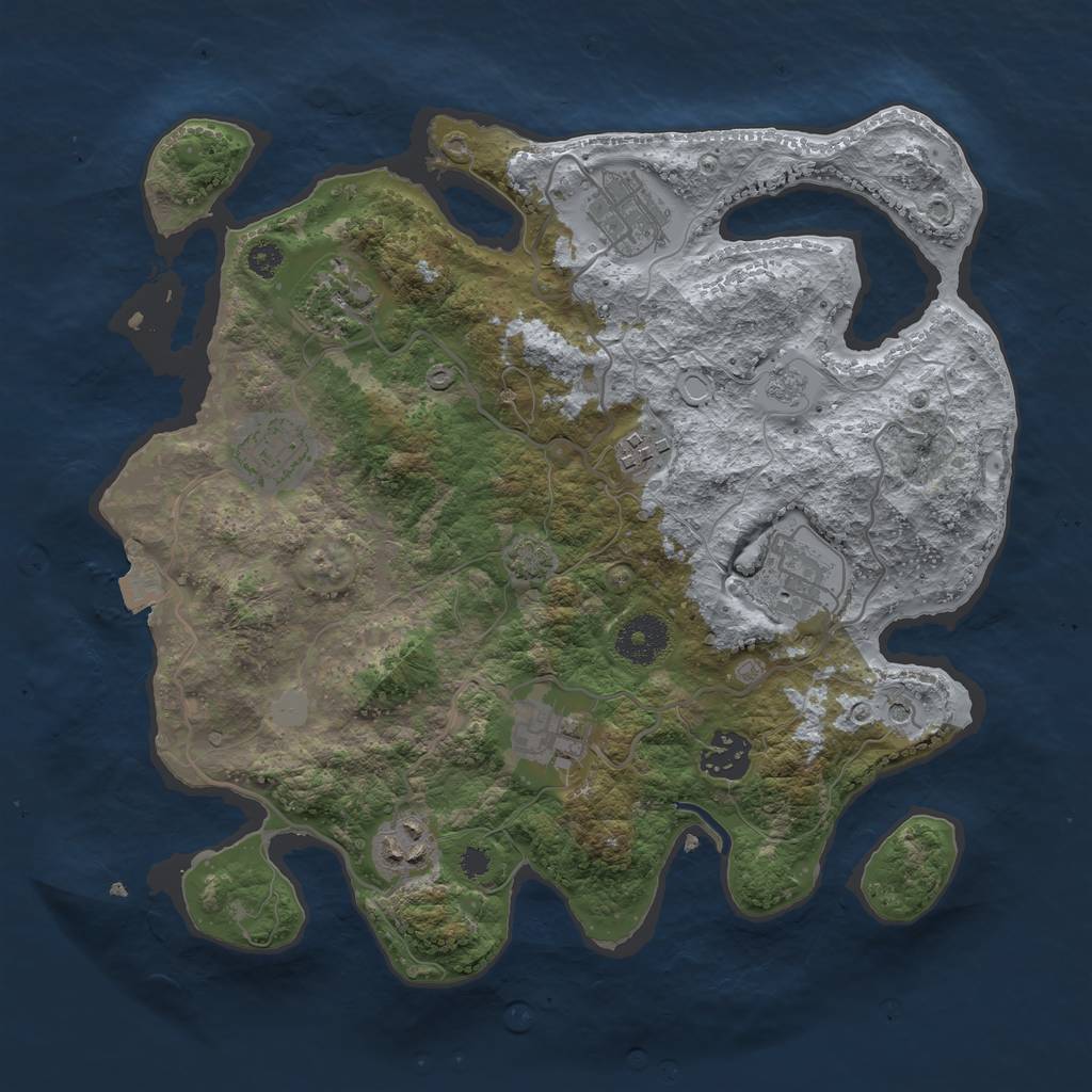 Rust Map: Procedural Map, Size: 3250, Seed: 805944524, 14 Monuments