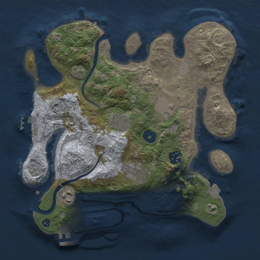 Rust Map: Procedural Map, Size: 3000, Seed: 1941673549, 11 Monuments