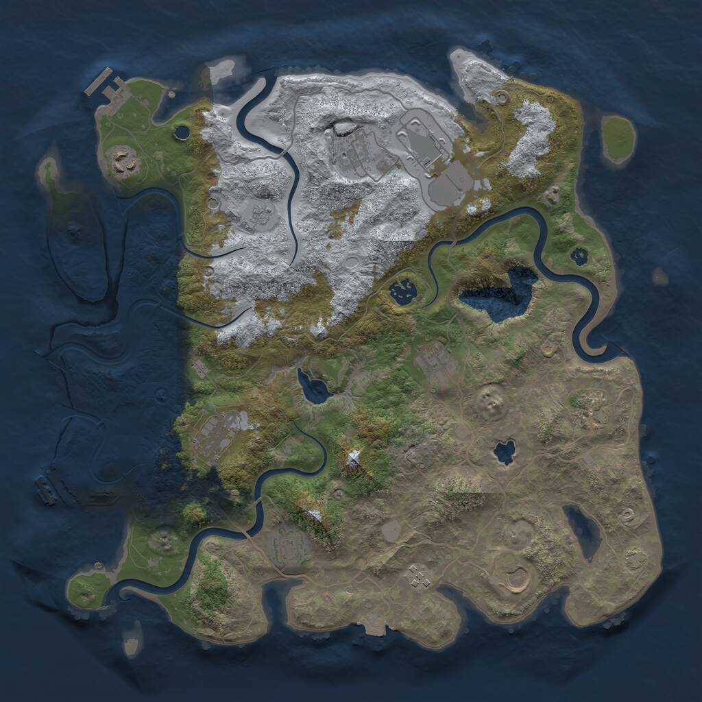 Rust Map: Procedural Map, Size: 4050, Seed: 341561480, 16 Monuments