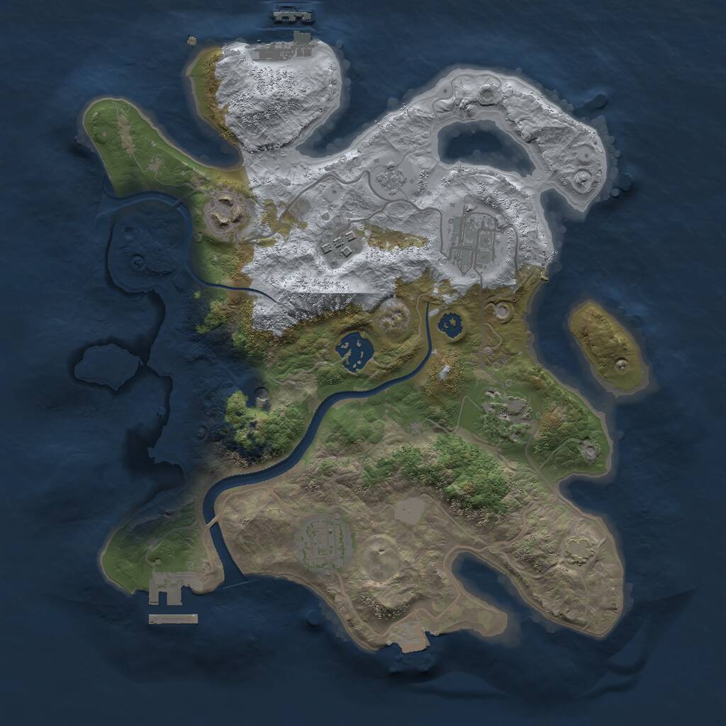Rust Map: Procedural Map, Size: 3000, Seed: 19183, 12 Monuments