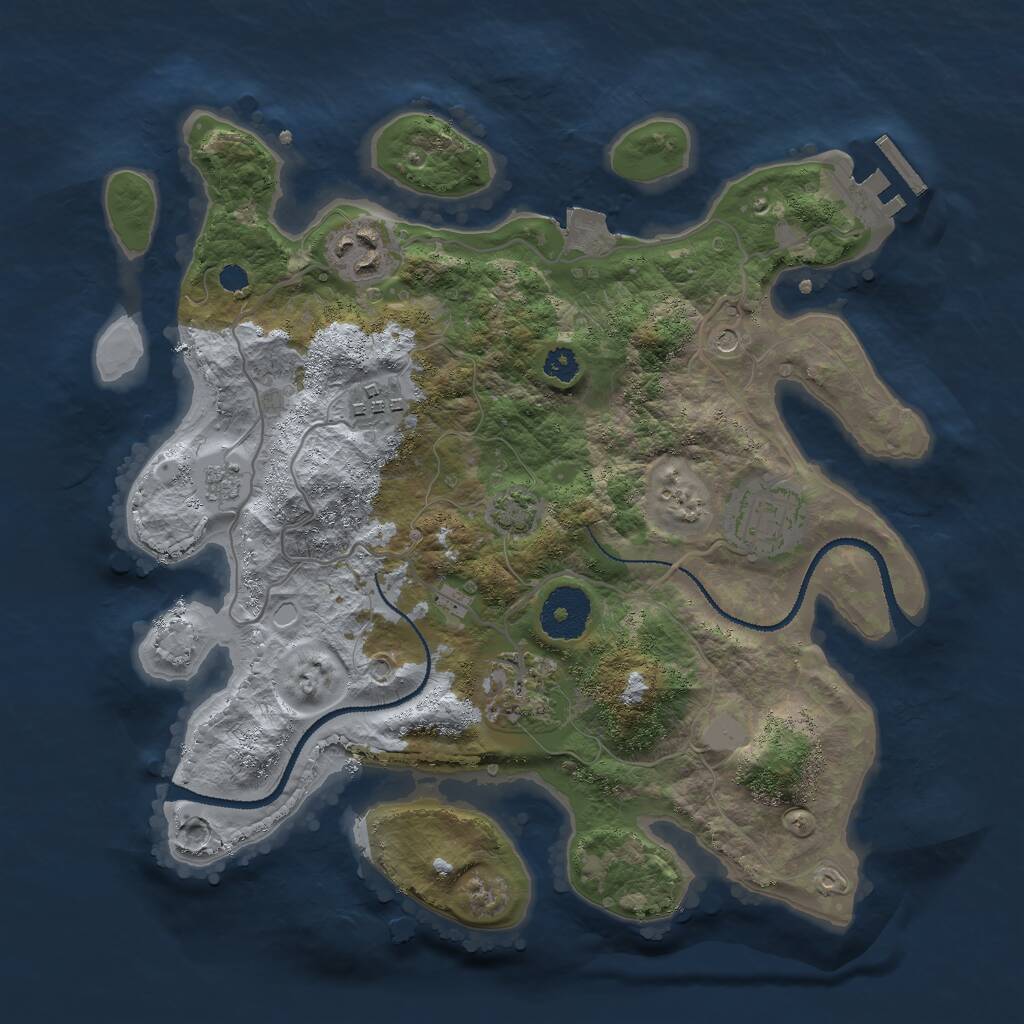Rust Map: Procedural Map, Size: 3000, Seed: 3603, 9 Monuments