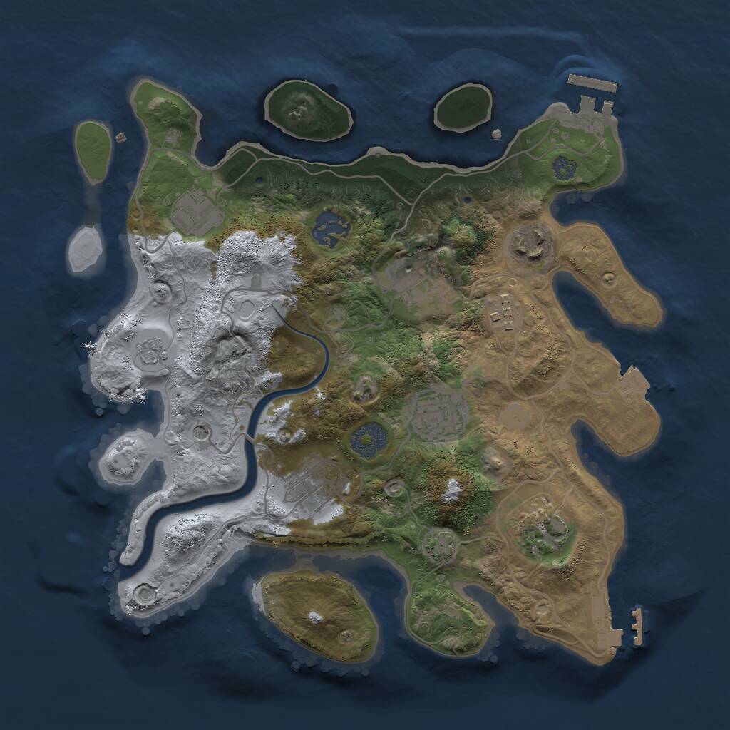 Rust Map: Procedural Map, Size: 3000, Seed: 3603, 13 Monuments