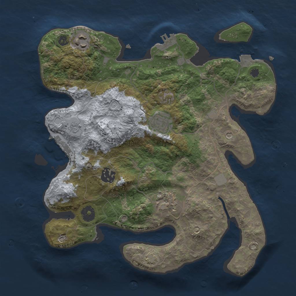 Rust Map: Procedural Map, Size: 3000, Seed: 42464, 12 Monuments