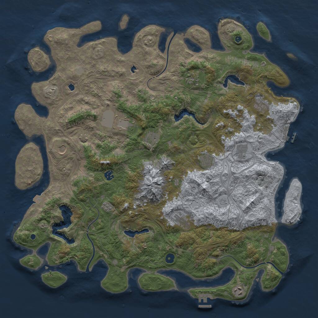 Rust Map: Procedural Map, Size: 5000, Seed: 605809534, 17 Monuments