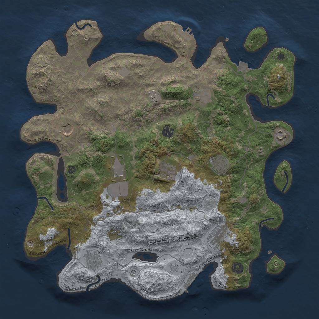 Rust Map: Procedural Map, Size: 4000, Seed: 224973364, 18 Monuments