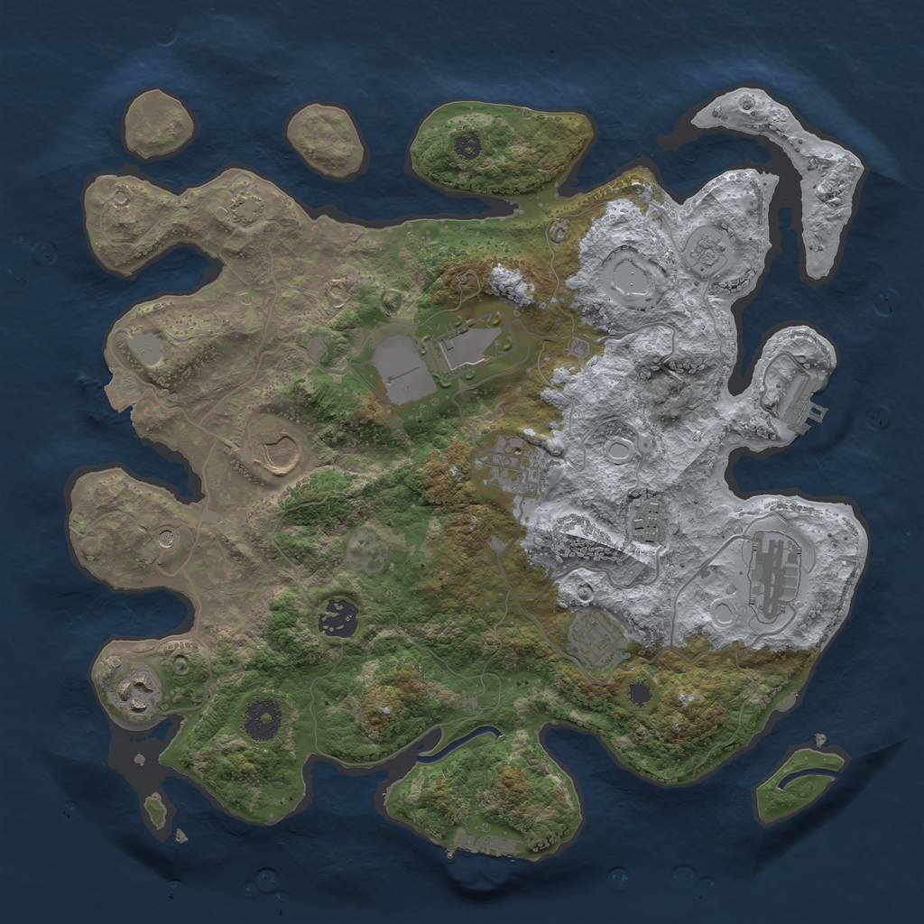 Rust Map: Procedural Map, Size: 3500, Seed: 7999768, 16 Monuments