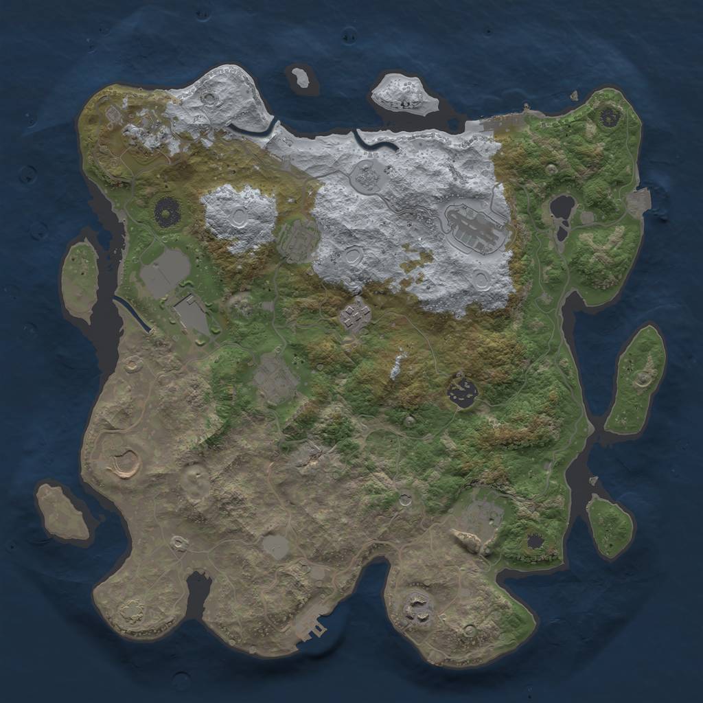 Rust Map: Procedural Map, Size: 3700, Seed: 299561934, 18 Monuments