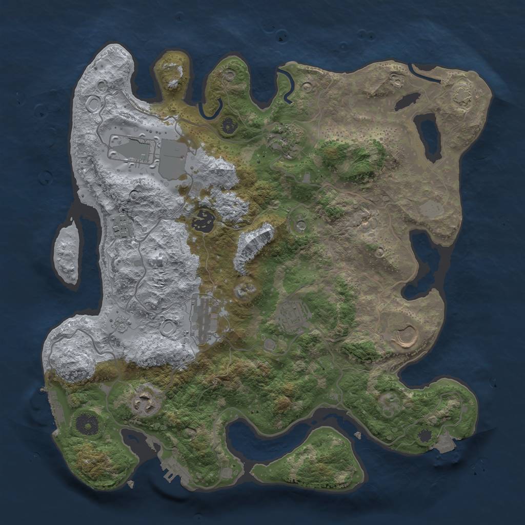 Rust Map: Procedural Map, Size: 3500, Seed: 1117512683, 16 Monuments