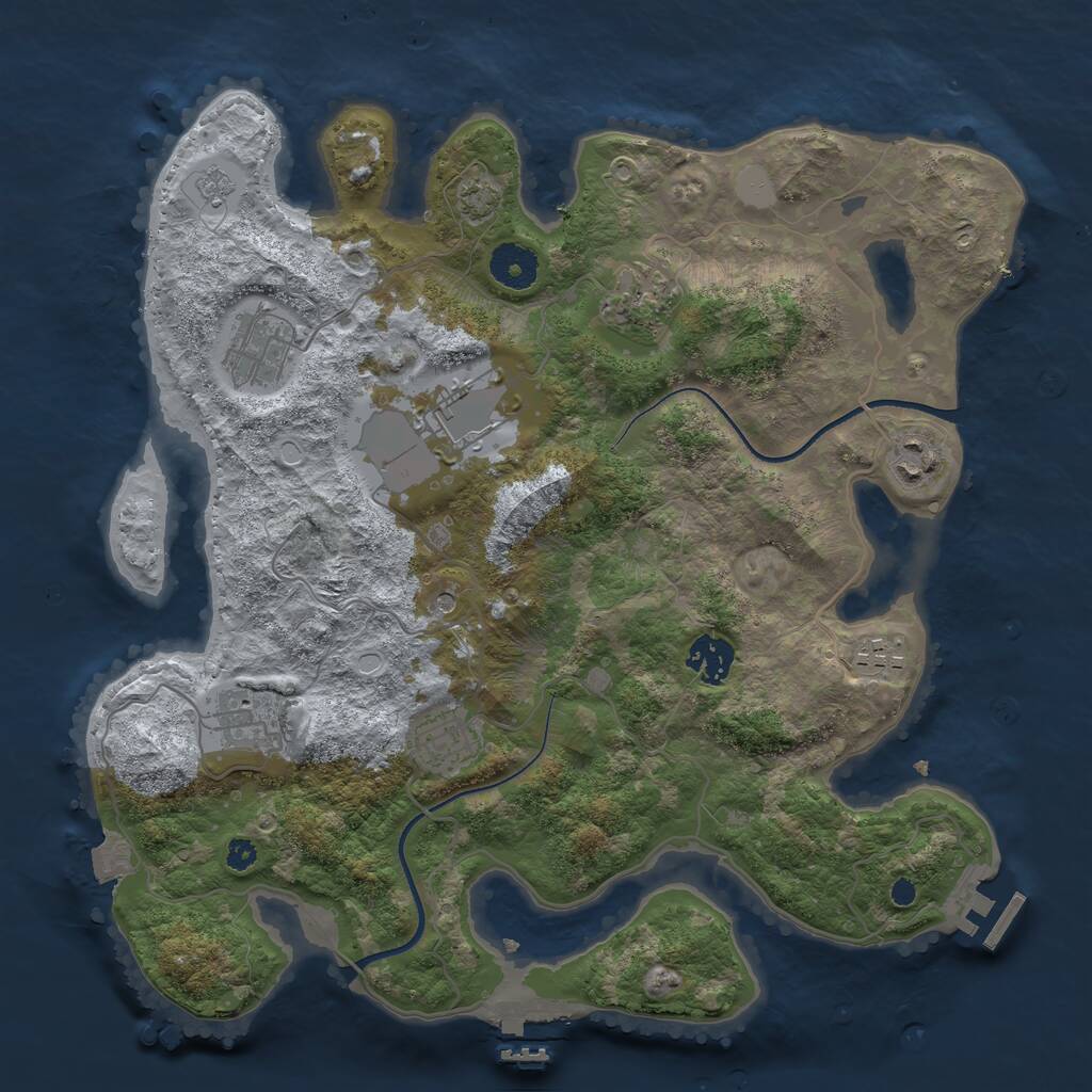 Rust Map: Procedural Map, Size: 3500, Seed: 1117512683, 14 Monuments