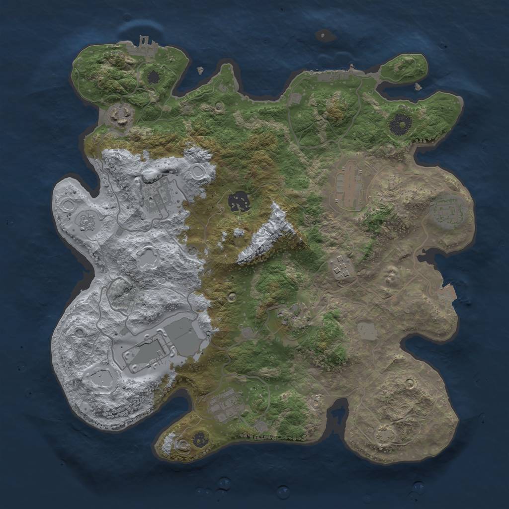 Rust Map: Procedural Map, Size: 3500, Seed: 1257224009, 17 Monuments