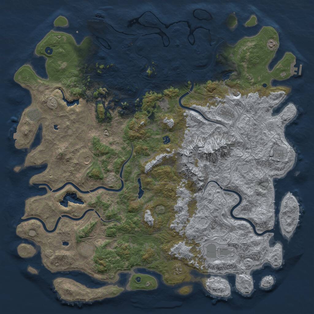Rust Map: Procedural Map, Size: 6000, Seed: 1634656, 17 Monuments