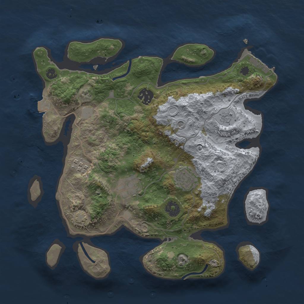 Rust Map: Procedural Map, Size: 3000, Seed: 1610846456, 11 Monuments
