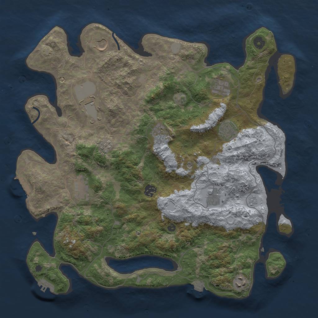 Rust Map: Procedural Map, Size: 4000, Seed: 504433885, 18 Monuments