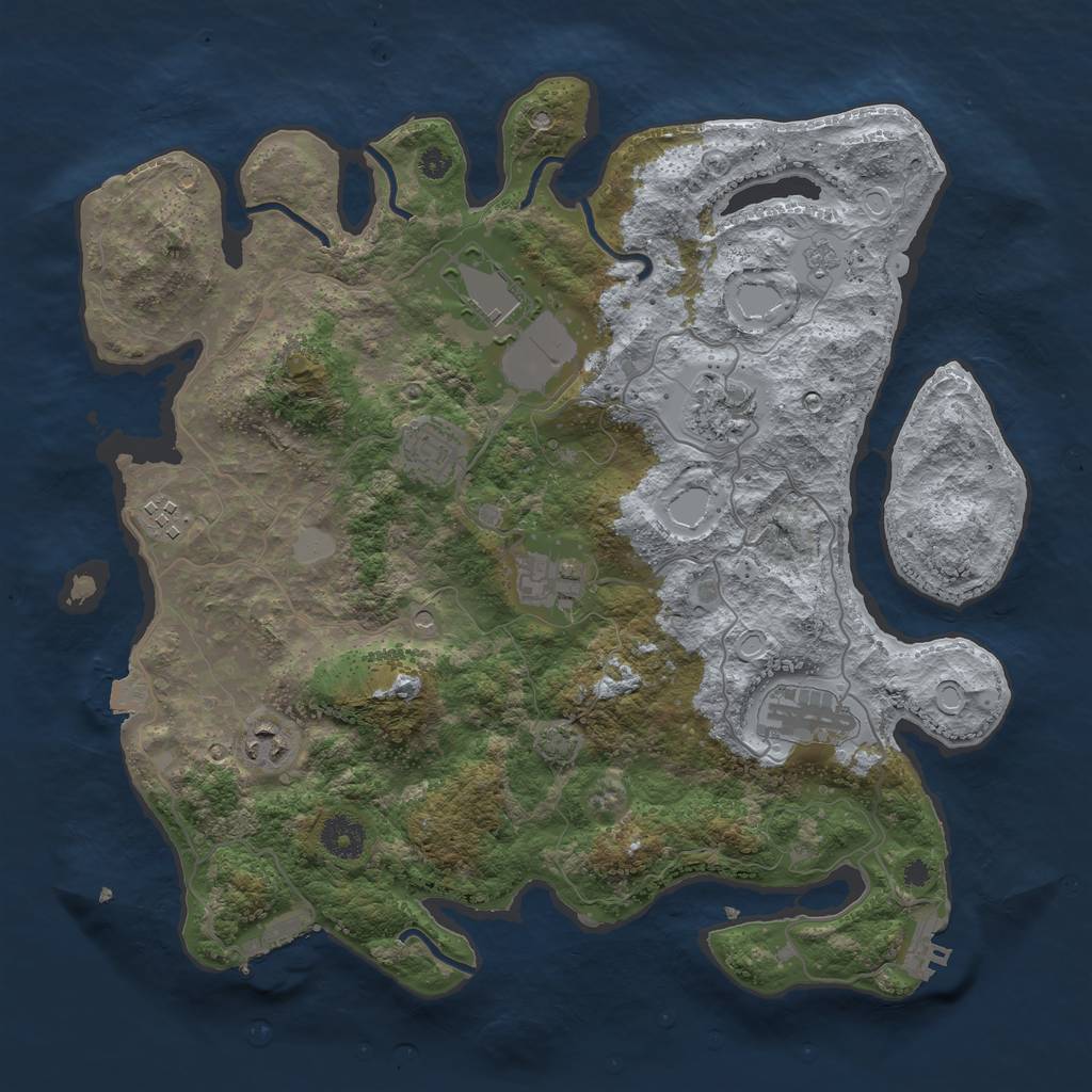 Rust Map: Procedural Map, Size: 3700, Seed: 1415877548, 15 Monuments