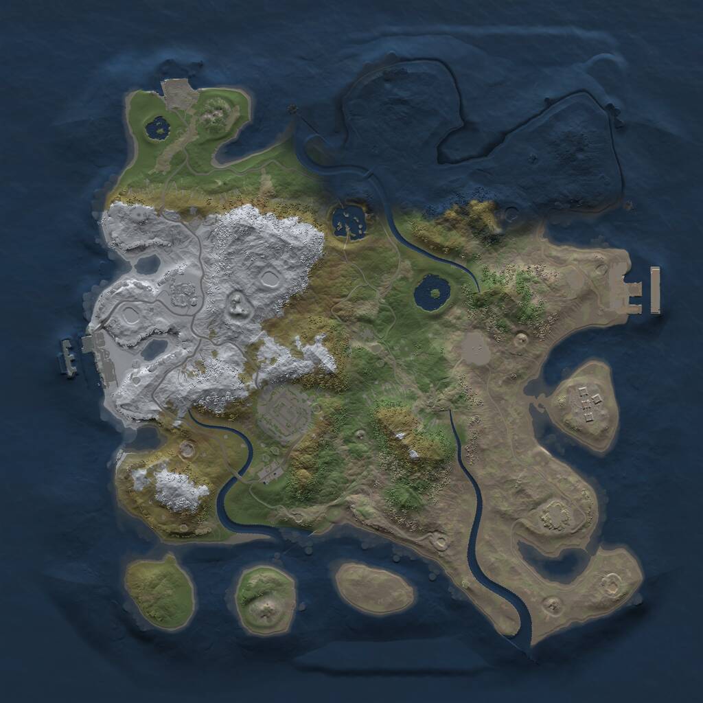 Rust Map: Procedural Map, Size: 3000, Seed: 8326, 9 Monuments