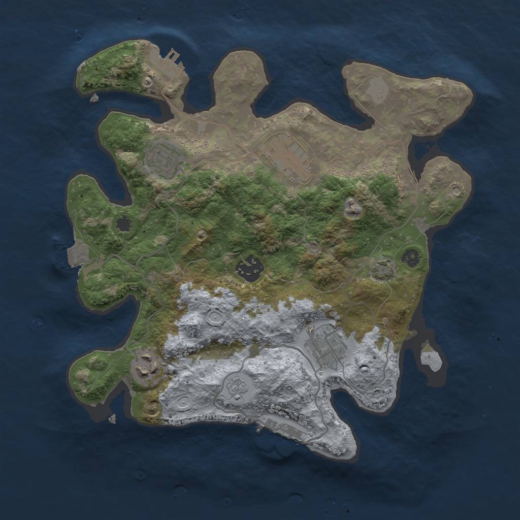 Rust Map: Procedural Map, Size: 3000, Seed: 1382478632, 12 Monuments
