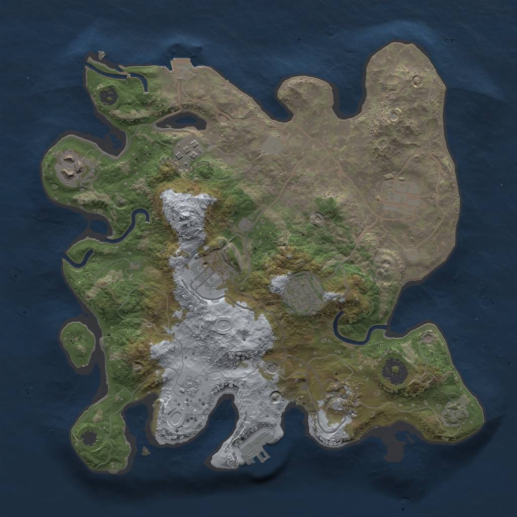 Rust Map: Procedural Map, Size: 3000, Seed: 1623425, 13 Monuments