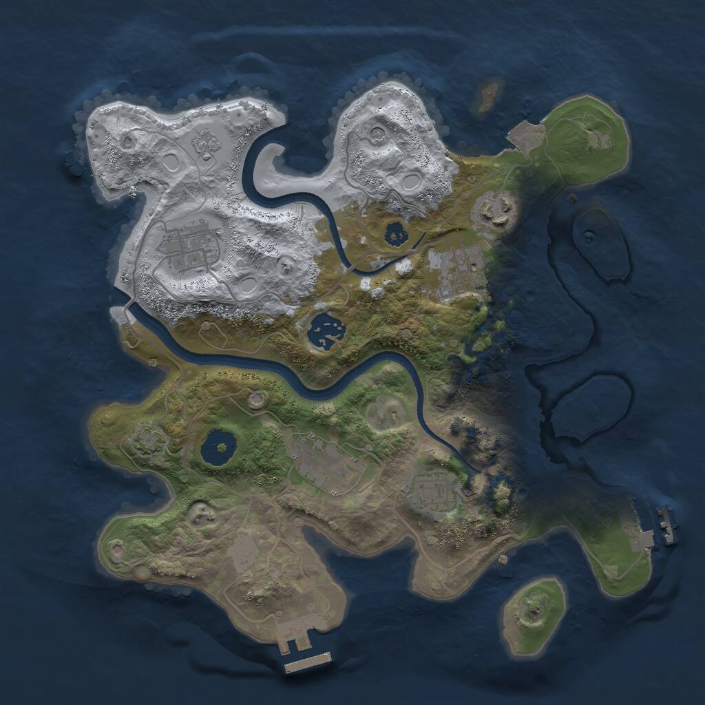 Rust Map: Procedural Map, Size: 3000, Seed: 854725245, 12 Monuments