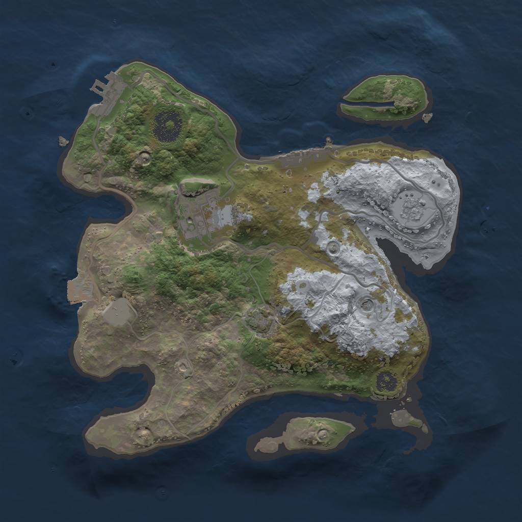 Rust Map: Procedural Map, Size: 2500, Seed: 350409803, 9 Monuments