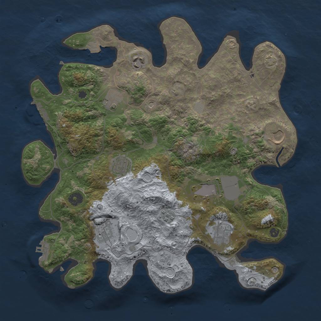 Rust Map: Procedural Map, Size: 3500, Seed: 1173689957, 16 Monuments