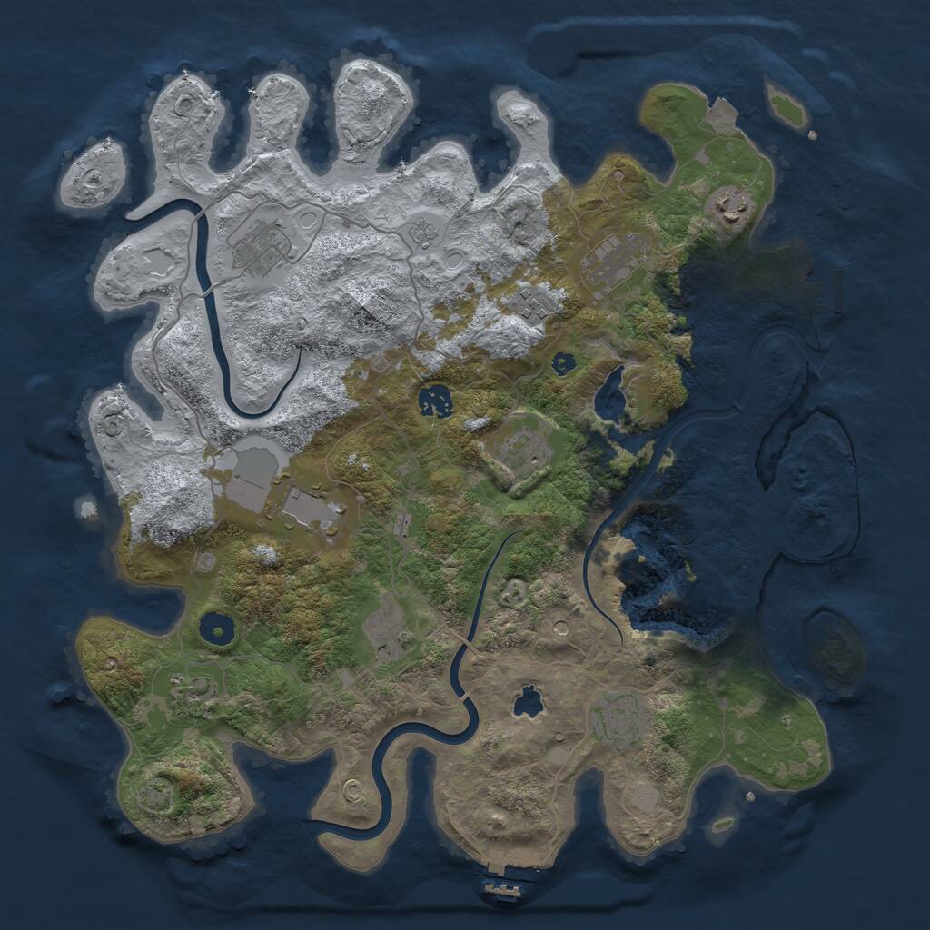 Rust Map: Procedural Map, Size: 4000, Seed: 1238, 16 Monuments