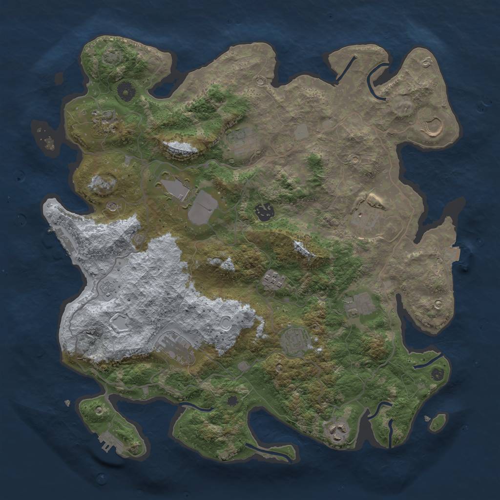 Rust Map: Procedural Map, Size: 4000, Seed: 7231, 19 Monuments