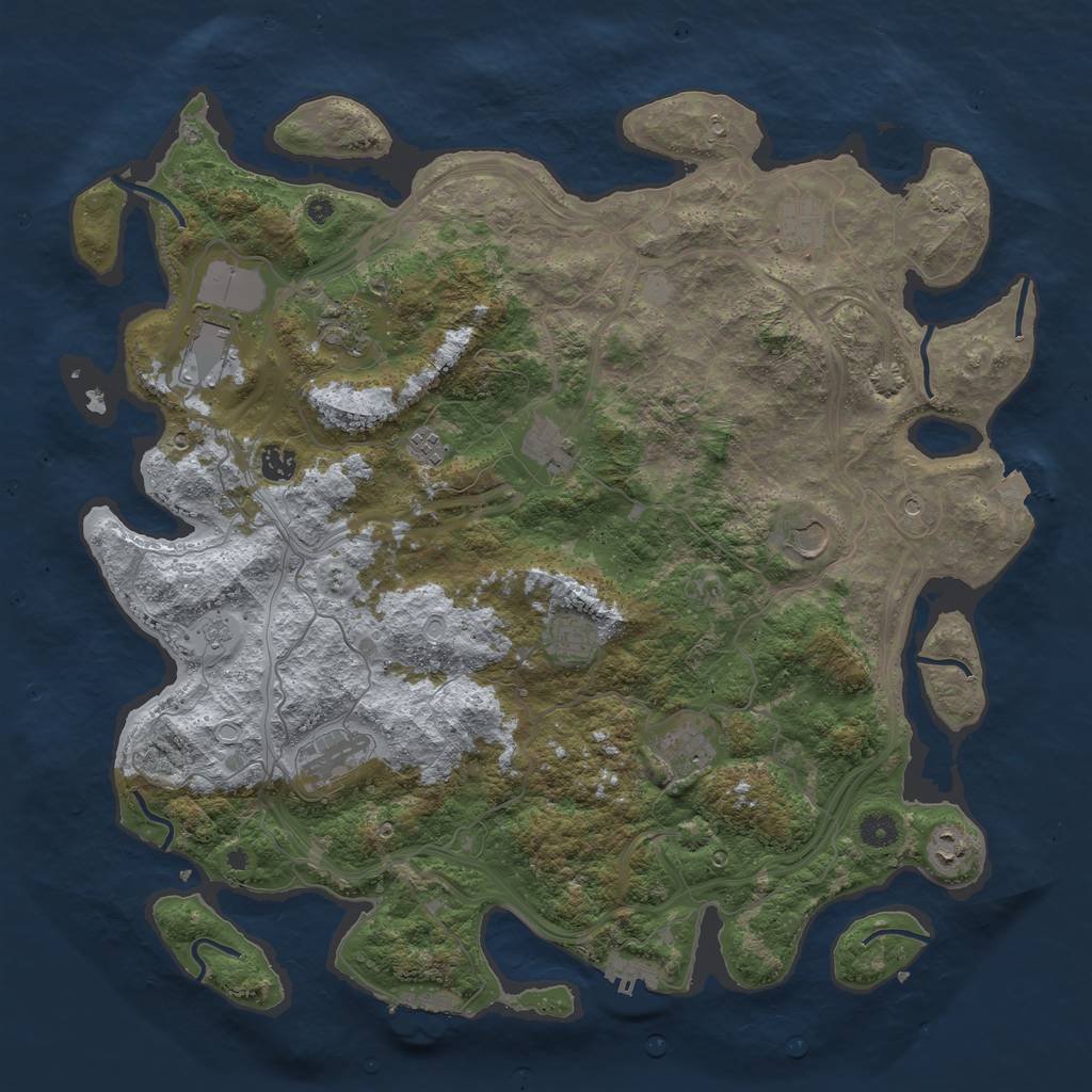 Rust Map: Procedural Map, Size: 4500, Seed: 7231, 19 Monuments