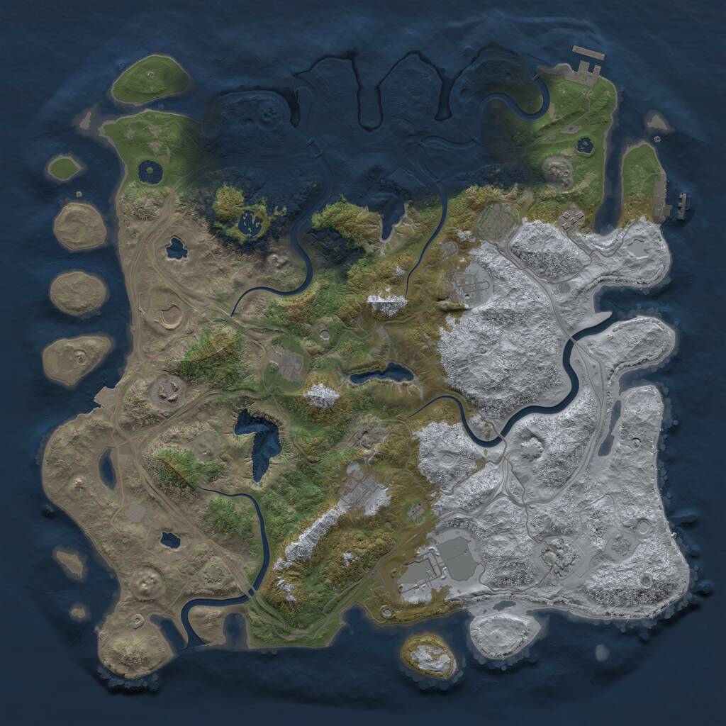 Rust Map: Procedural Map, Size: 4500, Seed: 4571, 16 Monuments