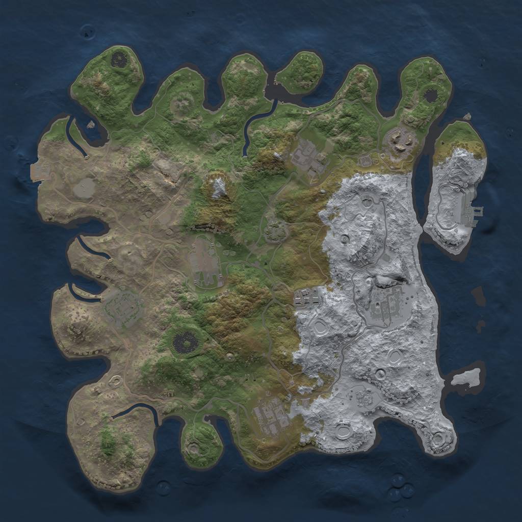 Rust Map: Procedural Map, Size: 3300, Seed: 346175966, 14 Monuments