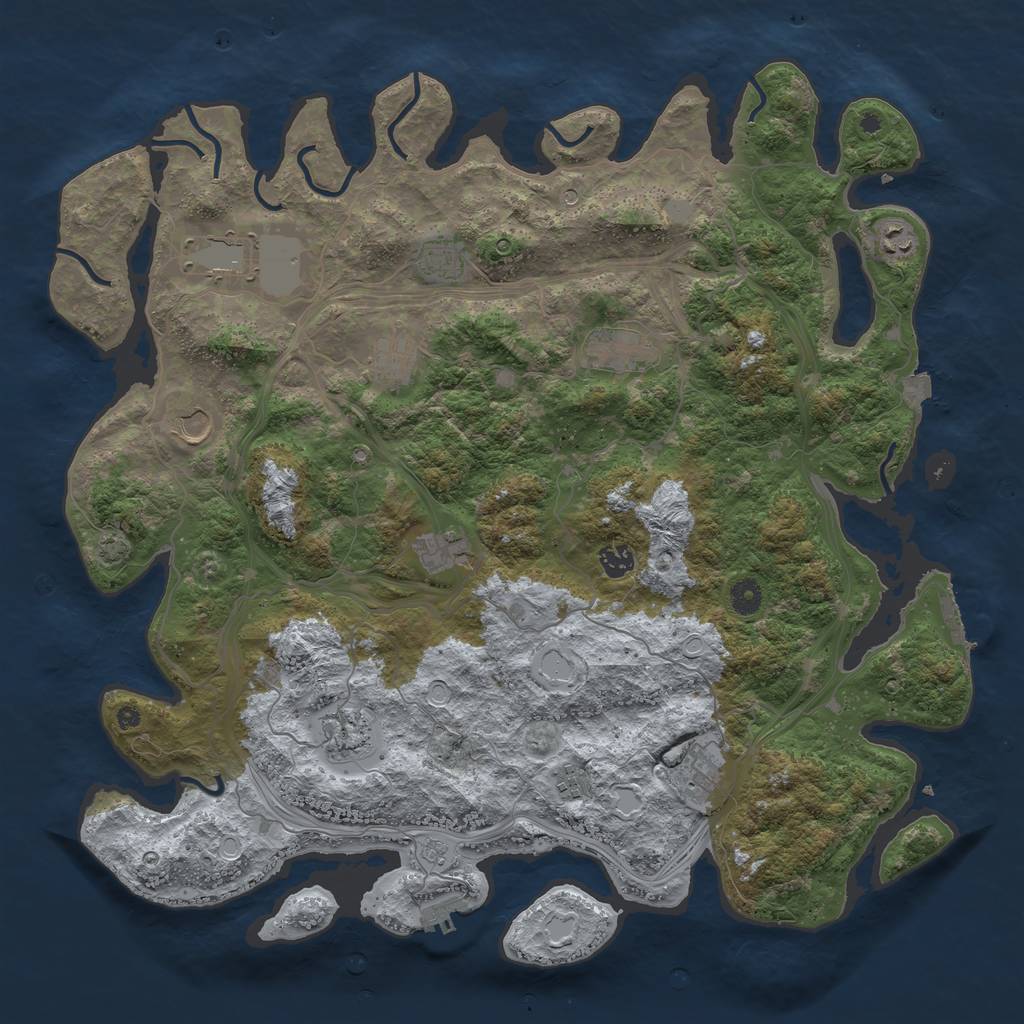 Rust Map: Procedural Map, Size: 4500, Seed: 1706402366, 19 Monuments