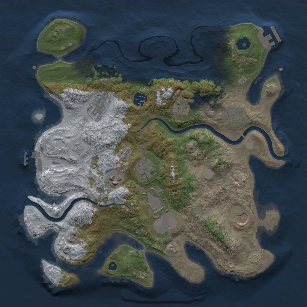 Rust Map: Procedural Map, Size: 3500, Seed: 969282885, 15 Monuments