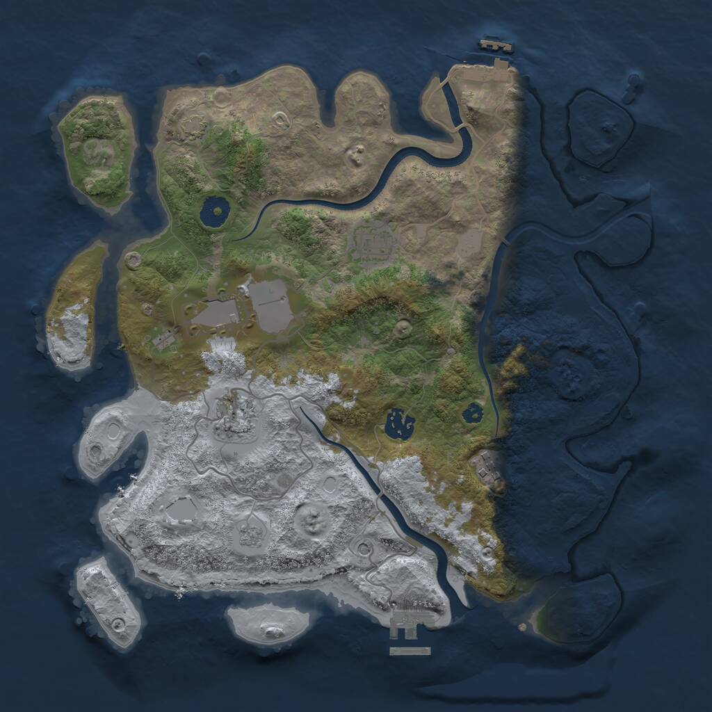 Rust Map: Procedural Map, Size: 3500, Seed: 707540564, 11 Monuments